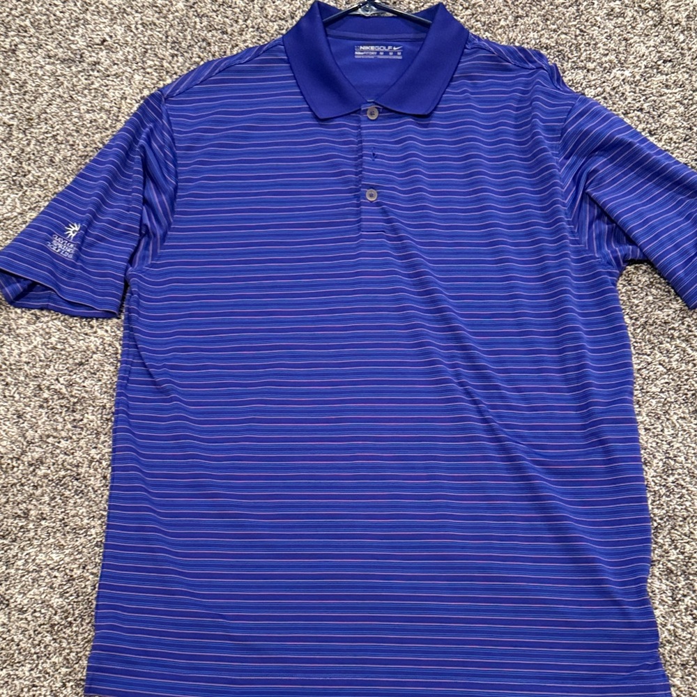 Men's Nike Purple Striped Dryfit Golf Shirt